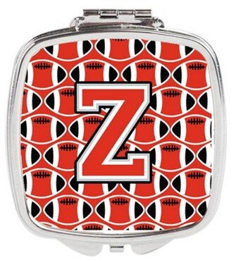 CJ1067-ZSCM Letter Z Football Scarlet & Grey Compact Mirror