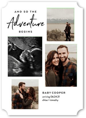 Birth Announcements: Beginning Adventures Pregnancy Announcement, White, 5X7, Matte, Signature Smooth Cardstock, Ticket