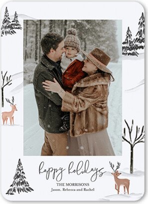 Holiday Cards: Winter Wonders Holiday Card, White, 5X7, Holiday, Signature Smooth Cardstock, Rounded