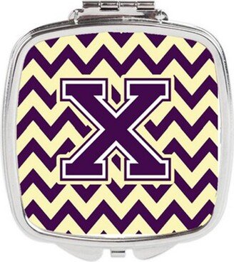 CJ1058-XSCM Letter X Chevron Purple & Gold Compact Mirror