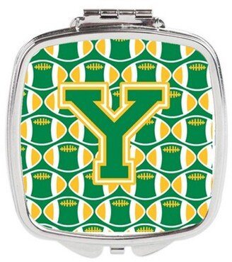 CJ1069-YSCM Letter Y Football Green & Gold Compact Mirror