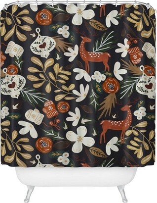 Marta Barragan Camarasa Christmas Holiday Night III Shower Curtain Brown