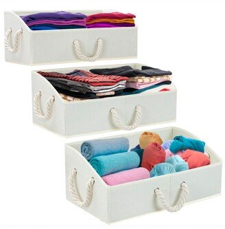 Trapezoid Storage Box with Cotton Rope, Set of 3