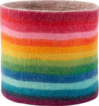 Medium Joyful Round Stripes Bin Rainbow