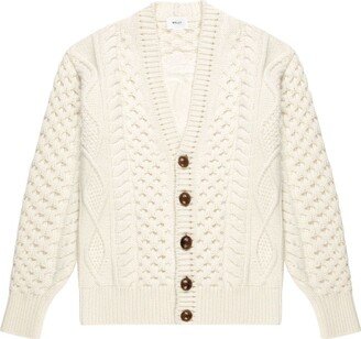 cable-knit V-neck cardigan-AC