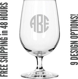 Custom Engraved Water Glass, Personalized, Last Name, Monogram Or Initials, Wedding Anniversary Gift, Bridesmaid Ships in 48 Hours