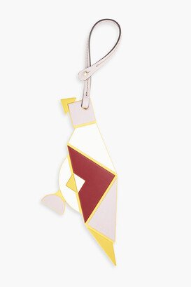 Color-block leather bag charm