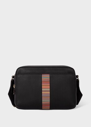 Black Cross-Body Bag With 'Signature Stripe' Panel