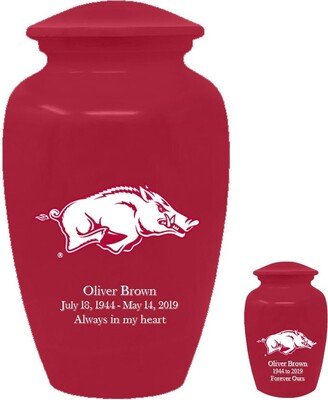 Razorbacks University Of Arkansas Memorial Cremation Urn - Red