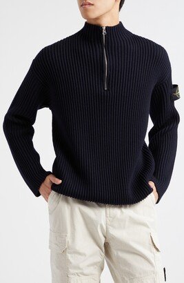 Wool Rib Quarter Zip Sweater