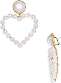 Barbie the Movie x Imitation Pearl Open Heart Statement Earrings in 14K Gold Plated - 100% Exclusive