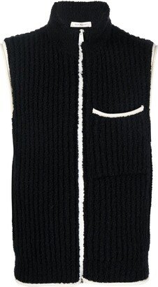 There Was One High-Neck Ribbed Bouclé Zip-Up Vest