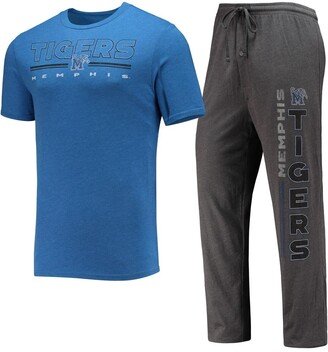 Men's Concepts Sport Heathered Charcoal, Royal Memphis Tigers Meter T-shirt and Pants Sleep Set - Heathered Charcoal, Royal