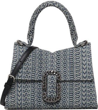 Monogram Chain-Link Detailed Denim Tote Bag