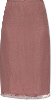 Lace Trim Detail Midi Skirt