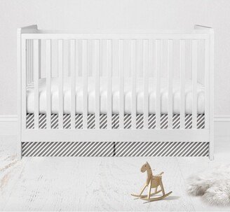 White/Gray Warp Stripes Crib/Toddler Bed Skirt