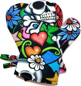 Handmade Oven Mitts Set Of 2 Street Skulls Black Bbq