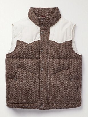 Cotton-Blend and Herringbone Wool and Cashmere-Blend Down Gilet