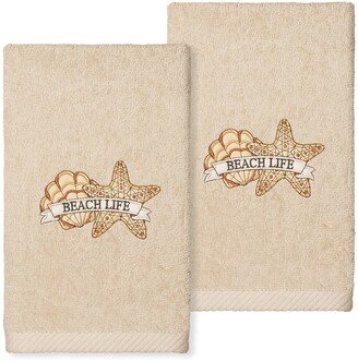 Beach Life Embroidered Luxury Hand Towels - Set of 2