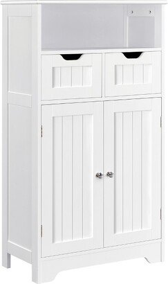 4-Tier Bathroom Floor Cabinet with Adjustable Shelf White