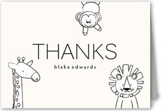 Thank You Cards: Celebratory Creatures Thank You Card, Beige, 3X5, Matte, Folded Smooth Cardstock