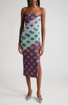 Lila Polka Dot Strapless Dress