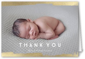 Thank You Cards: Contemporary Brushstroke Thank You Card, Yellow, 3X5, Matte, Folded Smooth Cardstock