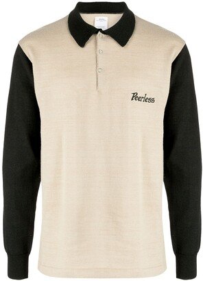 Two-Tone Long-Sleeve Polo Shirt