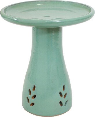 Sunnydaze Decor Classic Outdoor Cut-Out Ceramic Bird Bath - 20.5 in - Seafoam