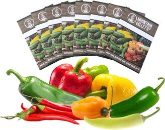8-Pack Non-Gmo Heirloom Sweet Pepper Seeds & Hot - Anaheim Seeds, Habanero Banana & More