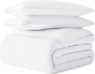 Linens & Hutch Damask 3-Piece Microfiber Quilted Coverlet Set