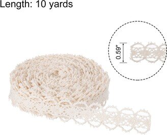 Unique Bargains Lace Trim Ribbon 10 Yards 0.59 Inch Cotton Elastic Trim Beige Style 23