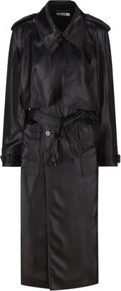 Belted Long-Sleeved Trench Coat-AA