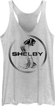 Ford Women' Shelby Cobra Faded Cobra Stamp Racerback Tank Top - White Heather - X Small