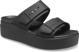 Brooklyn Buckle Low Wedge (Black 1) Women's Shoes