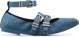 Maverick denim flat ballerina shoes