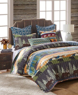 Black Bear Lodge Rustic 5 Piece Quilt Set, Full/Queen