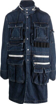 denim hooded Blouson coat