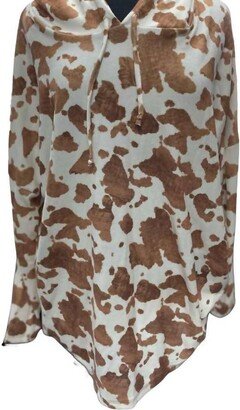 ACE TRADING Cow Print Hoodie In Brown And Cream