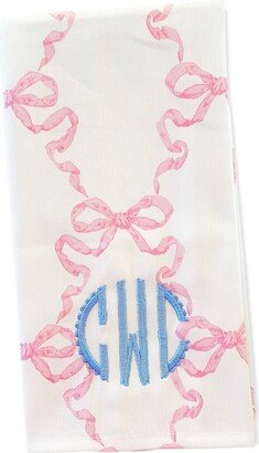 Pink Ribbon Bows Tea Towel Embroidered. So Cute Monogrammed