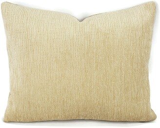 Manuel Canovas Savannah in Sable Lumbar Pillow Cover - Light Gold Chenille Textured Rectangle Cushion Case