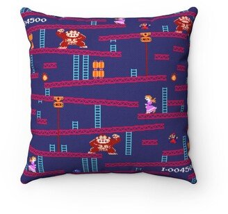 Retro Video Game Throw Pillow, Square, & Arcade Game, Spun Polyester Gaming Room, 80's Raised