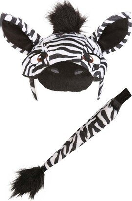 HalloweenCostumes.com Zebra Plush Headband & Tail Kit, Black/White