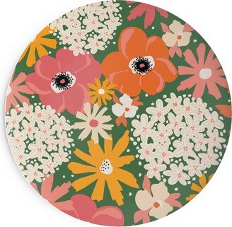 Salad Plates: Summer Florals - Green Pink White And Orange Salad Plate, Multicolor