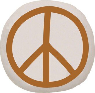 Peace Sign Pillow - Natural | Kids Room Decor Hippie Rust Symbol Cushion