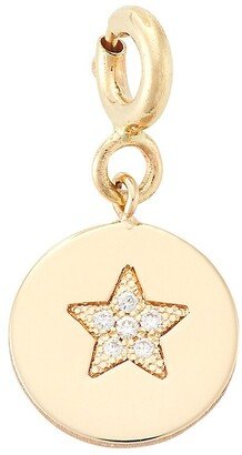 14K Yellow Gold & Diamond Small Star Disc Charm