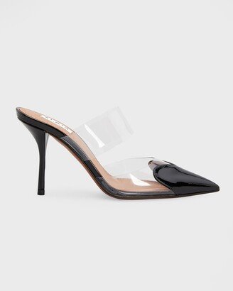 Clear Cap-Toe Mule Pumps