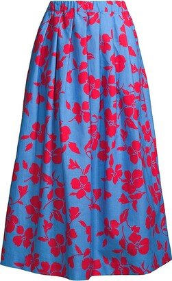 Cannes Hibiscus-Print Maxi Skirt