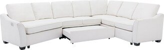 EDWINRAYLLC 129.5 Sectional Sleeper Sofa, Modern L-Shape Couch Bed with Pull-Out Bed and USB Charging Port for Living Room, Lounge Room