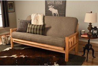 Somette Lodge Futon Set in Natural Finish with Linen Mattress